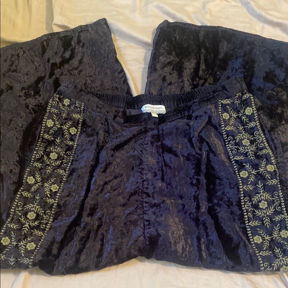 World Market crushed velour pants